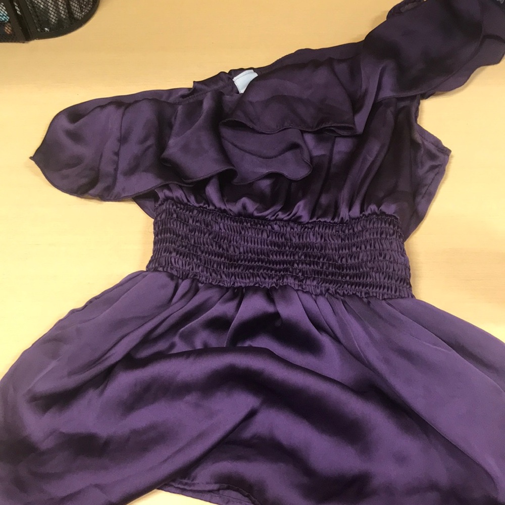 • Purple One Shoulder Ruffle Top - Picture 2 of 3